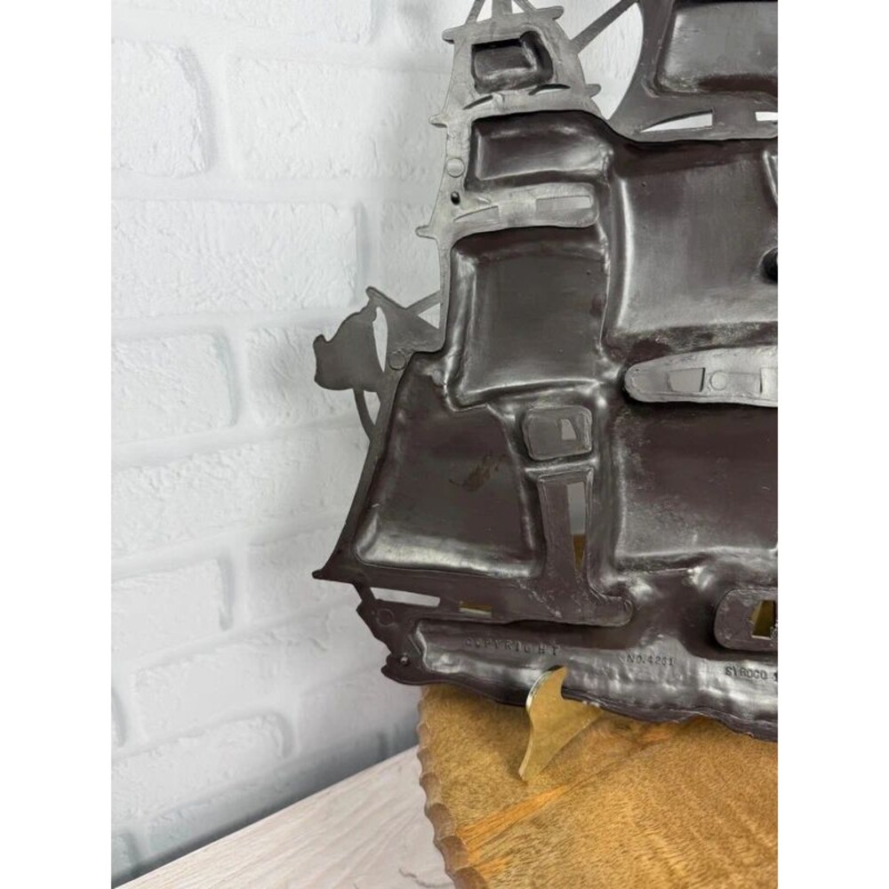 MCM Gold Boat Ship Wall Art Nautical Beach House Syroco 1962 Mid Century - Picture 12 of 12